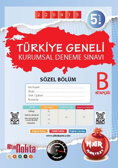 Nartest 5. Sınıf 5. Kurumsal Deneme Nisan B Söz Kod 220415