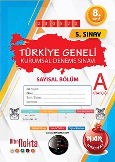 Nartest 8. Sınıf 5. Kurumsal Deneme Mayıs A Say Kod 230522