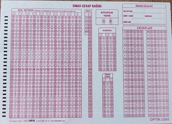 Optik Form 2505 5 Şık 50 Soru Olimpiyat Tmy