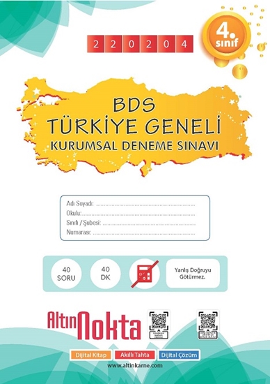 4. Sınıf Bds Türkiye Geneli Kurumsal Deneme Sınavı Kod:220204