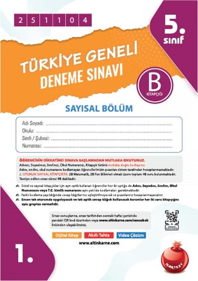 5, Sınıf Türkiye Geneli Ds Kasım B Say Kod 251104