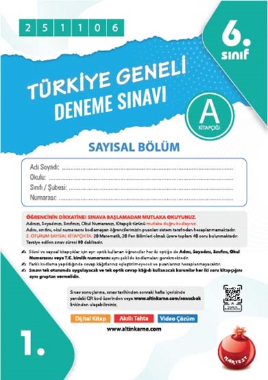 6, Sınıf Türkiye Geneli Ds Kasım A Say Kod 251106