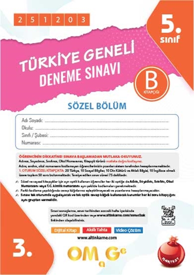 5. Sınıf Türkiye Geneli Ds Aralık B Söz Kod 251203
