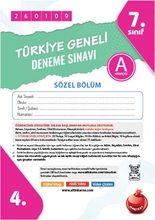 7. Sınıf Türkiye Geneli Ds Ocak A Söz Kod 260109