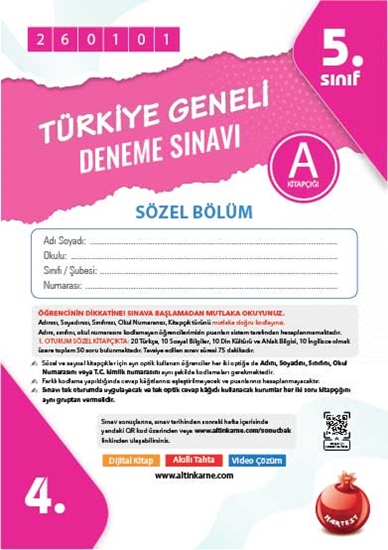 5. Sınıf Türkiye Geneli Ds Ocak A Söz Kod 260101