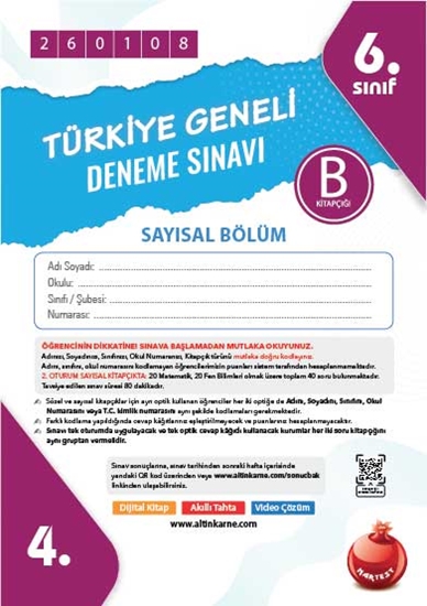 6. Sınıf Türkiye Geneli Ds Ocak B Say Kod 260108