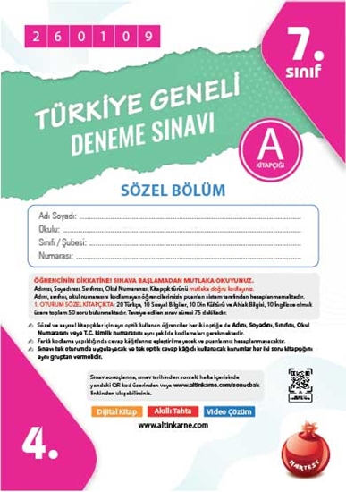 7. Sınıf Türkiye Geneli Ds Ocak A Söz Kod 260109