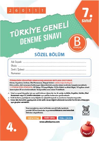 7. Sınıf Türkiye Geneli Ds Ocak B Söz Kod 260111