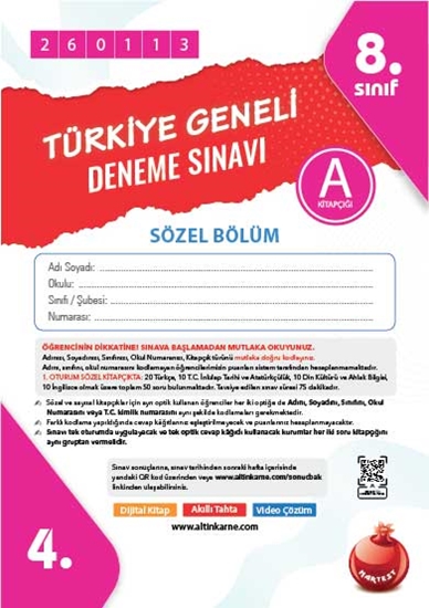 8. Sınıf Türkiye Geneli Ds Ocak A Söz Kod 260113