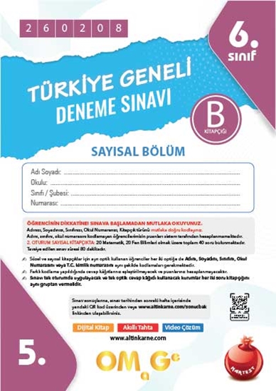 6. Sınıf Türkiye Geneli Ds Şubat B Say Kod 260208