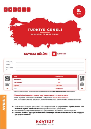 Nartest 8. Sınıf 1. Türkiye Geneli Ds Ekim B Say Kod 261016